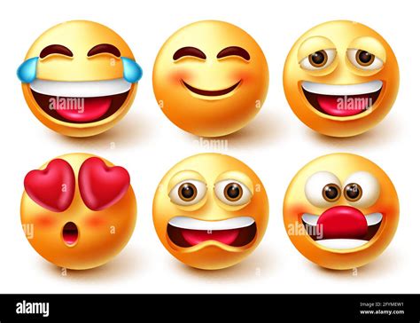 Vektorset Für Emoji Smileys Zeichen Emoticon 3d Smiley Icon Mit