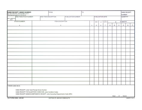 Da Form 3161 Fillable 2062 Hand Receipt Pdf In 2020 Cover Sheet