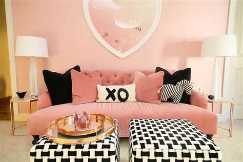 Glamorous And Feminine Pink And Black Living Room Pink Living Room