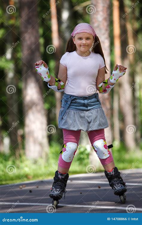 Girl Riding Rollerblades Stock Photo Image Of Leisure 14708866