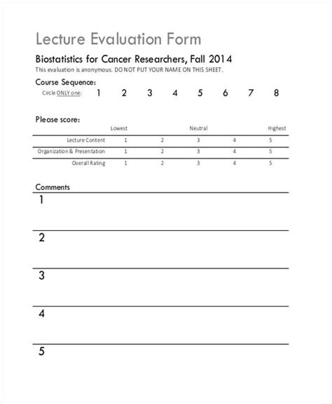 Free Sample Lecture Evaluation Forms In Ms Word Pdf Vrogue Co