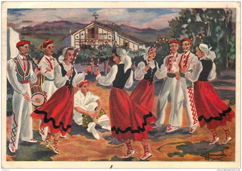 Postcards Topics Folklore Basque Postcard Painting Folklore