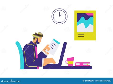 Man Typing On Laptop Document Flat Vector Illustration Isolated On