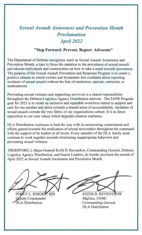 Dla Distribution Leadership Signs Sexual Assault Prevention Proclamation Defense Logistics