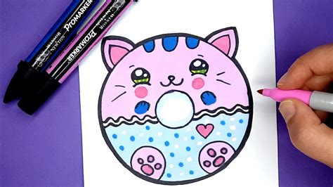 How To Draw A Cute Kitten Donut Learn Drawing
