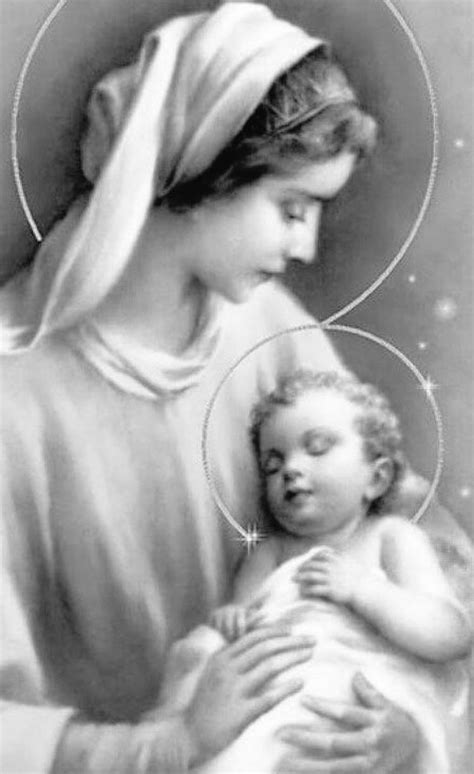 The Tenderness Between Jesus And His Mama Bandw Catholic Art Blessed Mother Blessed Virgin