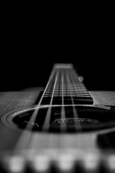 Grayscale Photo Of Acoustic Guitar Photo Free Musical Instrument