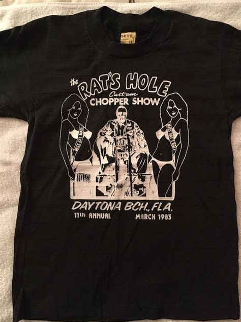 Vintage 80s Rats Hole Bike Week T Shirt Rare Find Gem