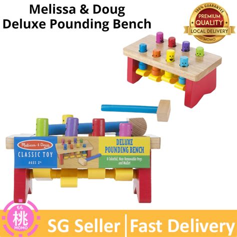 Melissa And Doug Deluxe Pounding Bench Wooden Toy With Mallet Baby
