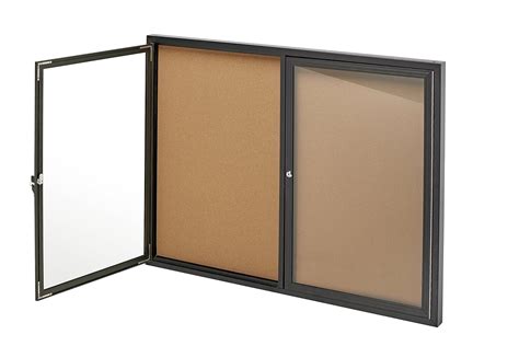 Adiroffice Double Door Glass Enclosed Bulletin Boards Black Cork 36 X 48 Ebay