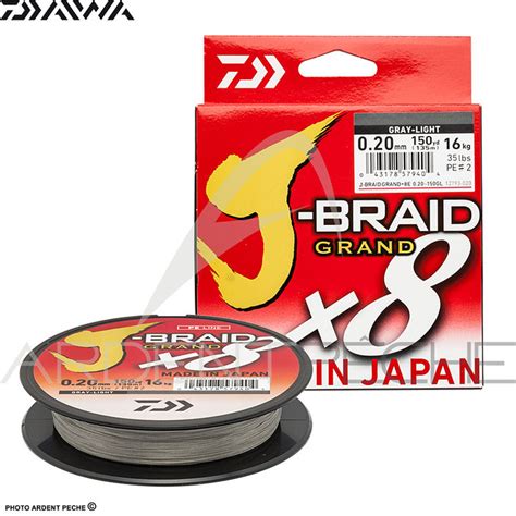 Tresse Daiwa J Braid Grand X Grise M Ardent Peche