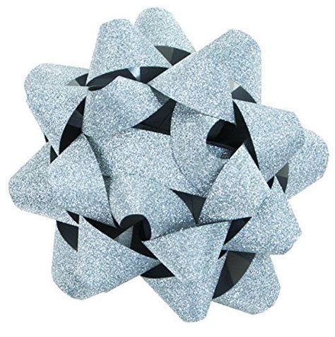 The T Wrap Company 12 Count Glitter Star Bows Chrome
