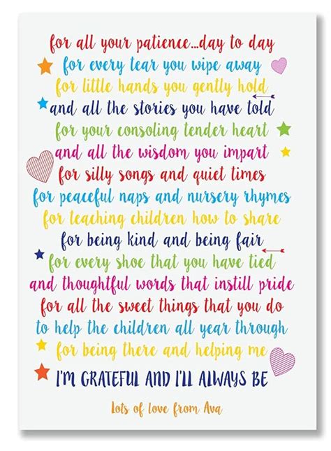 A Gorgeous Personalised Thank You Poem From A Child To A Nursery