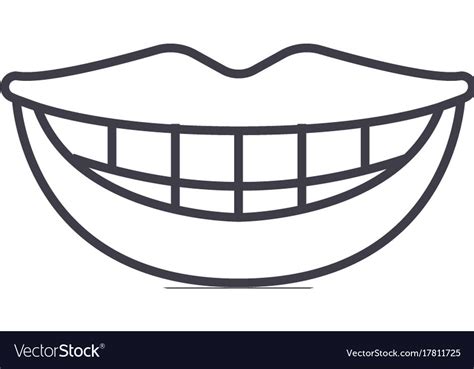 Smile Teeth Mouth Line Icon Sign Royalty Free Vector Image