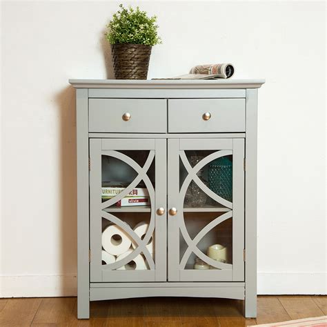 Glitzhome 321h Wooden Floor Storage Cabinet With Double Drawers And