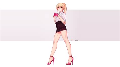 Bluefield Original Characters Thighs Blonde Anime Anime Boys Femboy High Heels Gloves