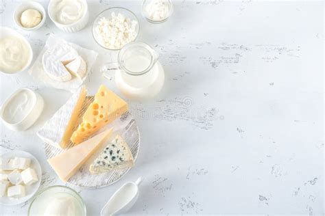 Assortment Of Dairy Products Stock Photo Image Of Flat Creamy 133341798