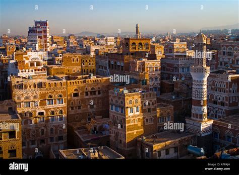 Skyline Of Sanaa Unesco World Heritage City Yemen Stock Photo