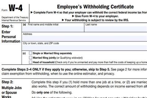 Fillable Form W 4 Employee S Withholding Allowance Certificate 2017