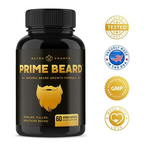 Prime Beard Beard Growth Vitamins Supplement For Men Thicker Fuller Manlier Hair