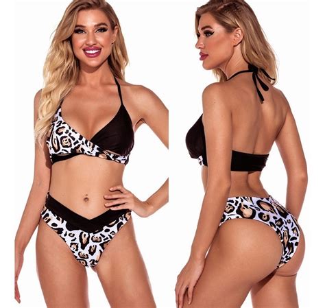 bikini set mujer 2 sexy leopard bañadores meses sin intereses