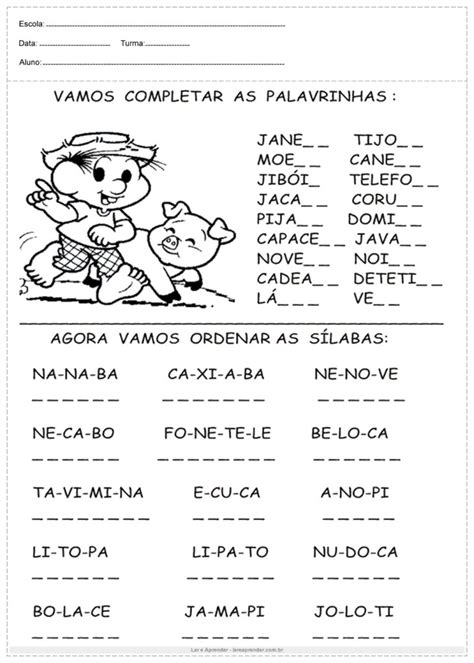 Atividades De Português 1º Ano Para Imprimir Ler E Aprender