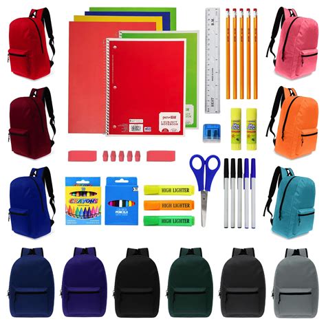 Buy 12 Pack 15 Backpacks With 52 Piece School Supplies Kits Bulk