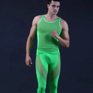 Set Men Pajamas Mens Underwear Boxer Sexy Sleepwear Hot Tight Green See Through Pants WJ Brand