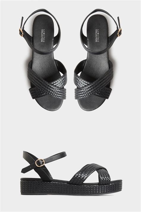LIMITED COLLECTION Black Weave Platform Sandal In Extra Wide Fit