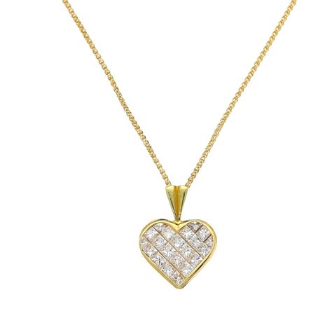 18ct Yellow Gold 150ct Diamond Heart Pendant And Chain Miltons Diamonds