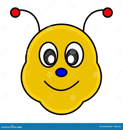 Cute Cartoon Bee Face Iconvector Illustrationvector Stock Vector