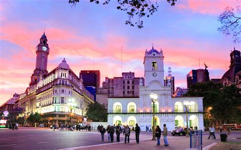 National Cabildo Facade At Plaza De Mayo May Square At Twilight