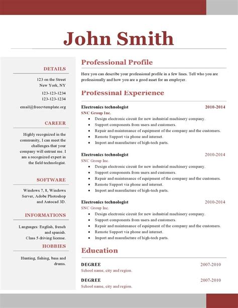 Try bright network's cv template. One Page Resume Template Free Download | Resume template free, Resume template professional, One ...