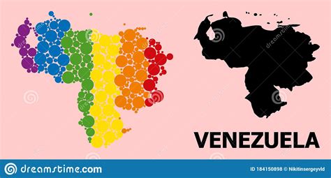 Rainbow Pattern Map Of Venezuela For Lgbt Stock Vector Illustration
