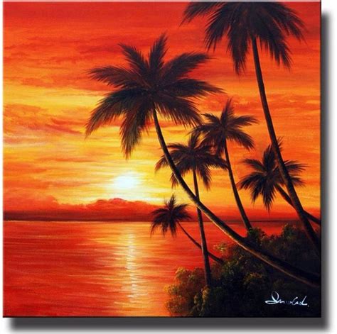 Palm Trees Sunset Canvas Painting Beach Canvas