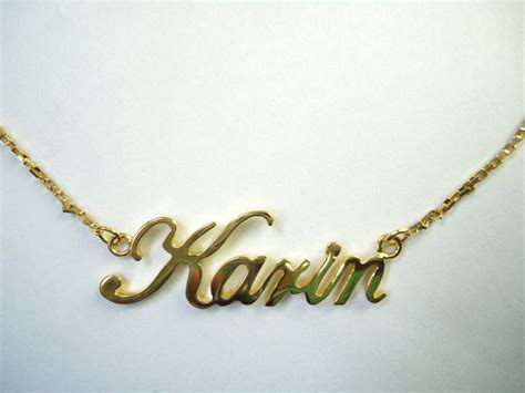 Italic 14k Gold Plated Name Plate Wchain Necklace Any Name Up To 9