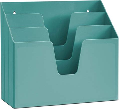 Acrimet Horizontal Triple File Folder Holder Organizer Solid Green