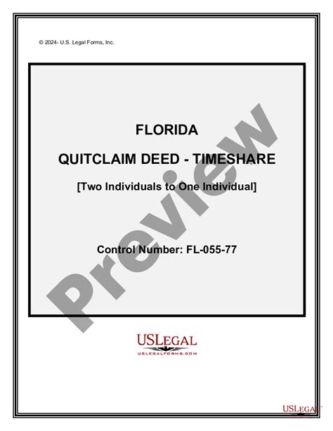 Florida Quitclaim Deed For A Timeshare Timeshare Deed Back Sample