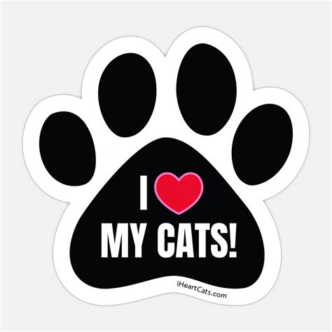 Free I Heart My Cats Paw Car Magnet