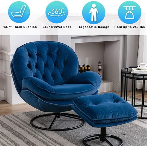Buy Baysitone Velvet Swivel Accent Chair With Ottoman Set Modern