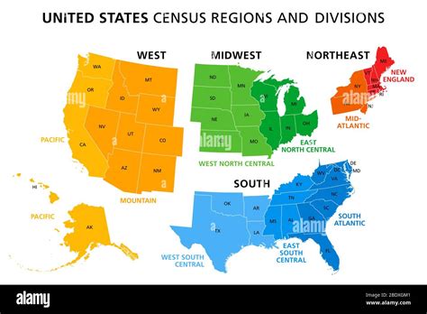 mapa de estados unidos dividido en regiones y divisiones del censo definición de región