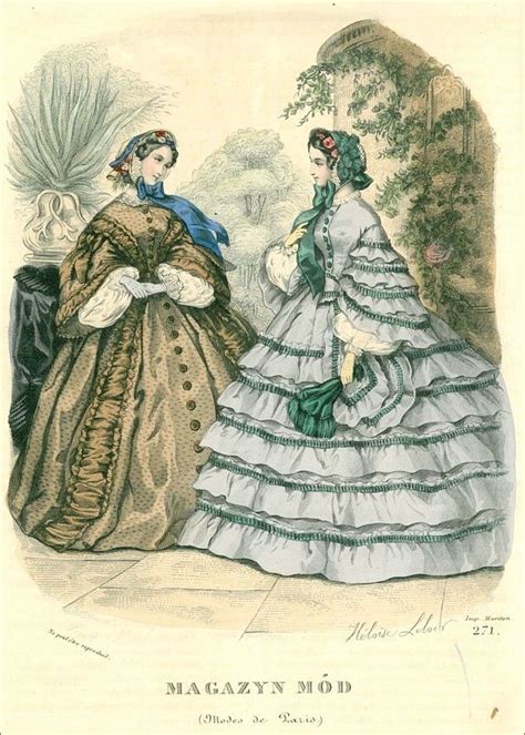 Mens fashion of the 1860s. 1860 fashion plate. The folds on the brown dress are ...