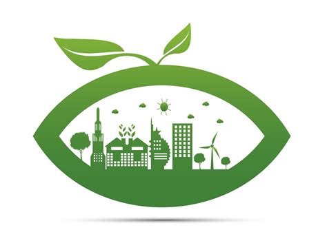 Earth Symbol With Green Leaves Around Ecology Green Cities Help The
