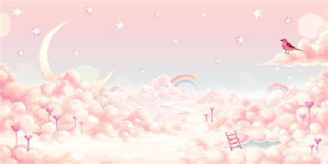Kawaii Pastel Cloud Landscape  Pixel Art Background Kawaii