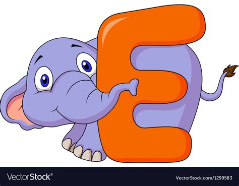 Alphabet E With Elephant Cartoon Royalty Free Vector Image