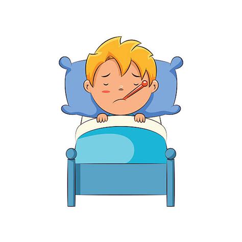 Cartoon Of A Sick Person In Bed Illustrations Royalty Free Vector
