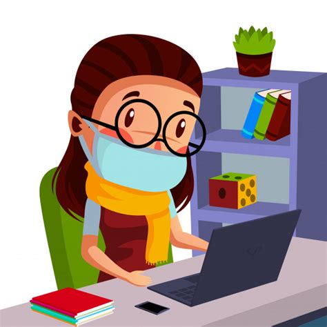 Maybe you would like to learn more about one of these? Premium Vector | Female student have online class during ...