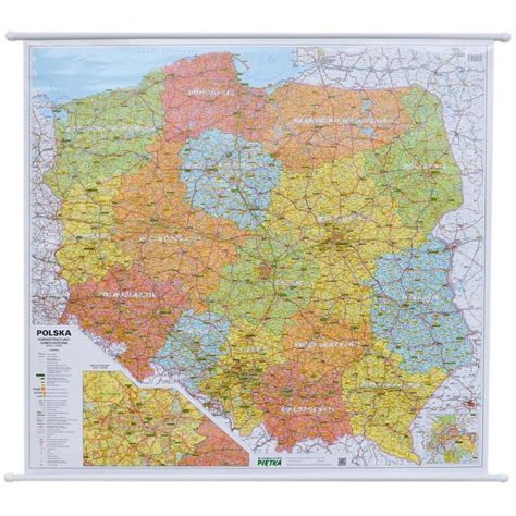 Mapa ścienna Polski Administracyjno drogowa 1 750 tys 104x94cm Piętka