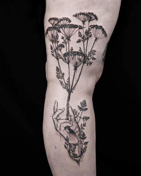 By Damian Simes Hauntedmindtattooer Cow Parsley Geometric Tattoo