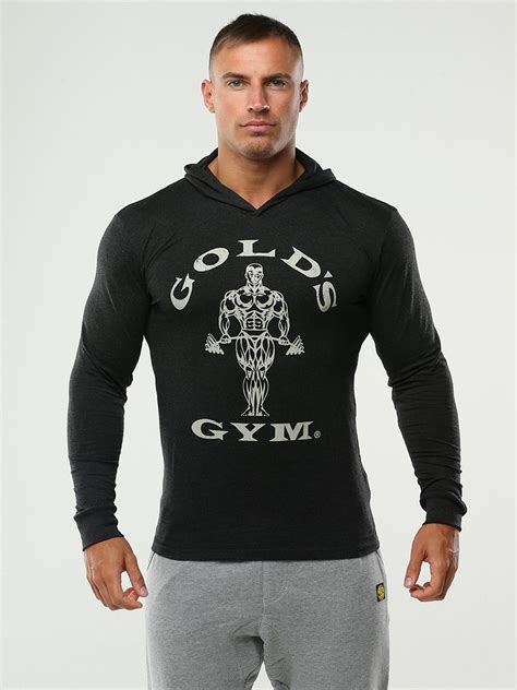 Golds Gym Muscle Joe Tri Blend Hoodie Vintage Black Gym Sweatshirt